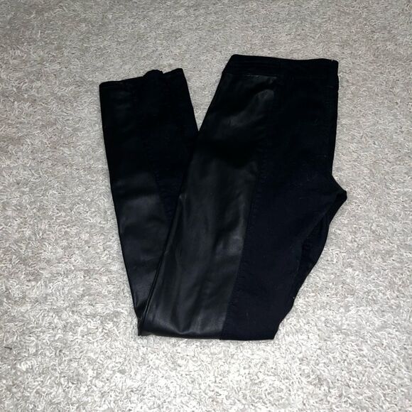 bongo half leather half jeggings black jeans size 5 - Picture 1 of 5